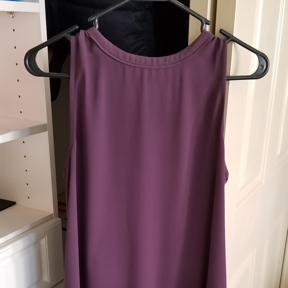 Loft sleeveless purple multi media blouse EUC